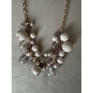Studio S Women's Beaded Necklace 6 White Gold Tone Costume Jewelry